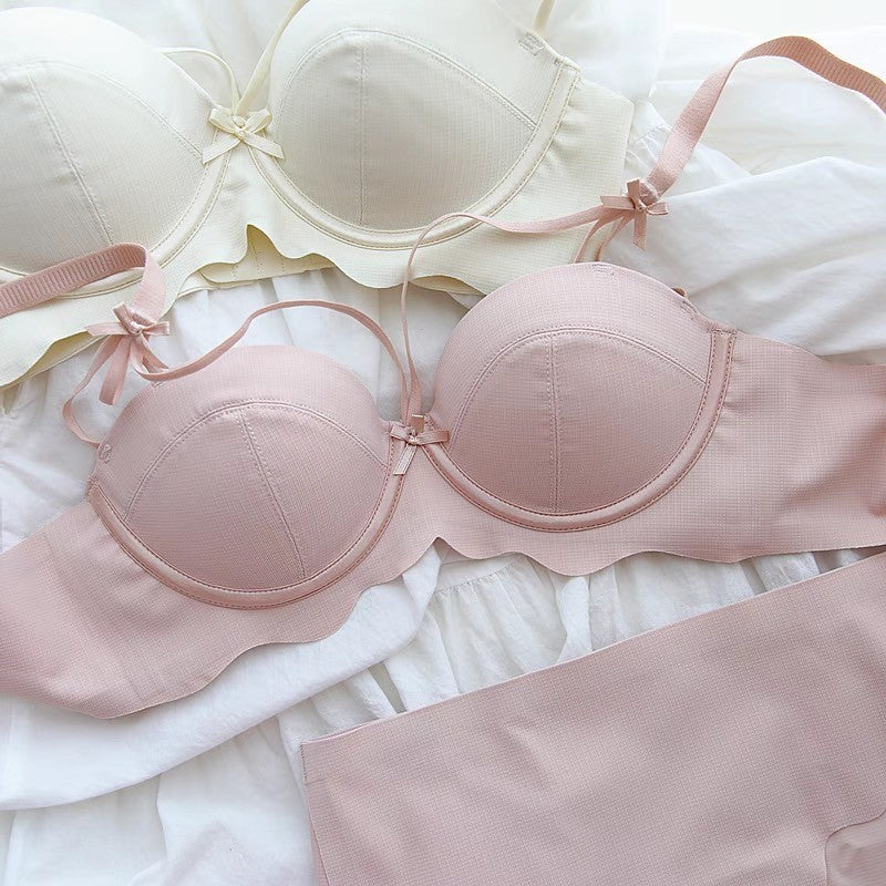 【6/6新作】ナチュラルスカラップブラ&ショーツセット(全5色) 0101NA0624