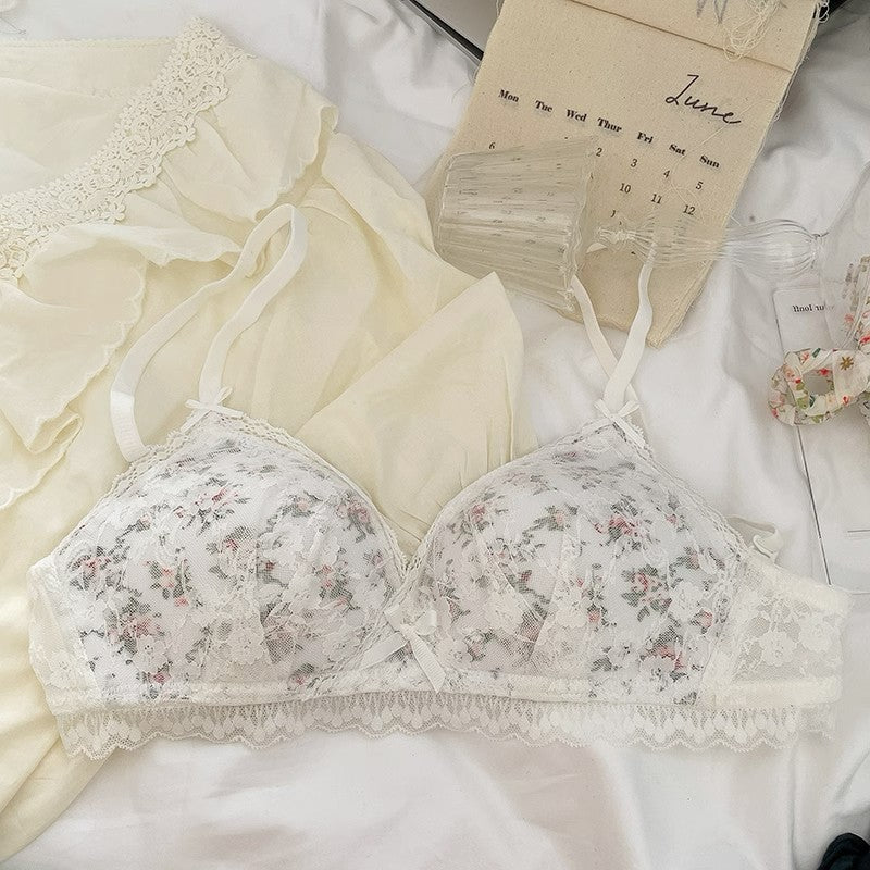 小花柄レースブラレット&ショーツセット(全3色)0104NA0823