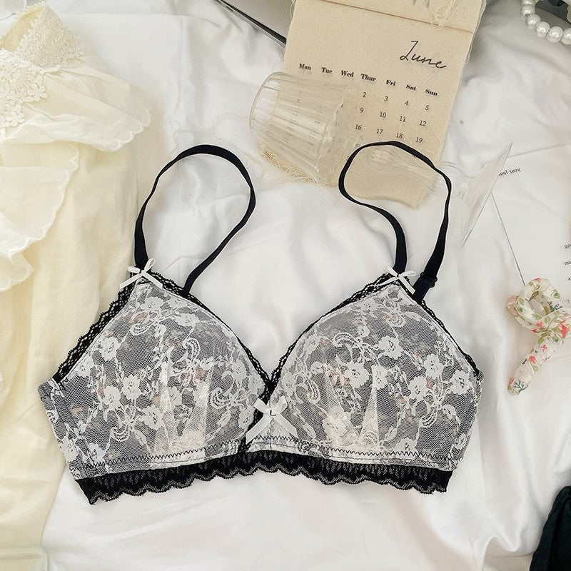小花柄レースブラレット&ショーツセット(全3色)0104NA0823