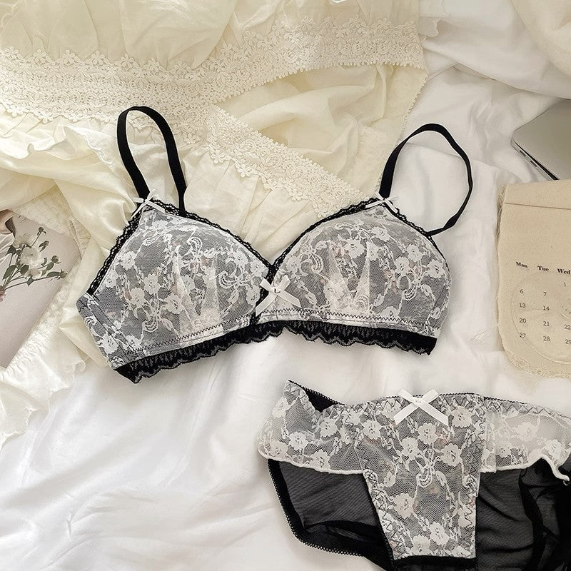 小花柄レースブラレット&ショーツセット(全3色)0104NA0823