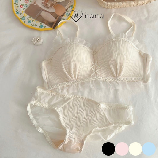 パステルリボン付きブラ&ショーツセット(全4色)0104NA1023