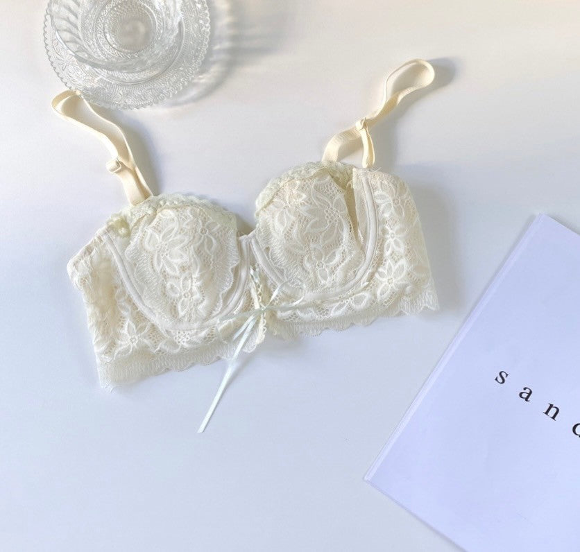 コットンフラワーレースブラ&ショーツセット(全4色)0107NA0324