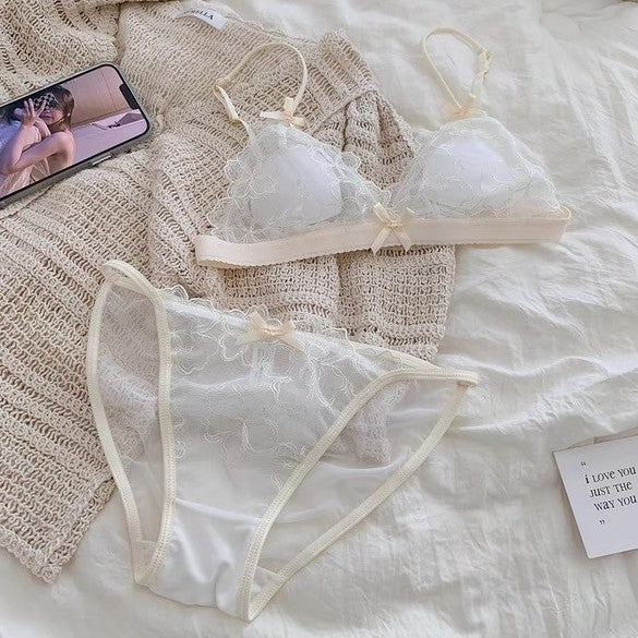 【10/24新作】ファンシーフェアリーブラレット& ショーツセット(全1色) 0207NA1024 | フリル レース ナイトブラ ナチュラル