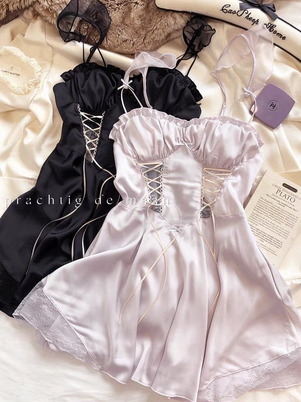 レースアップサテンルームウェア(全3色) 0306NA0724