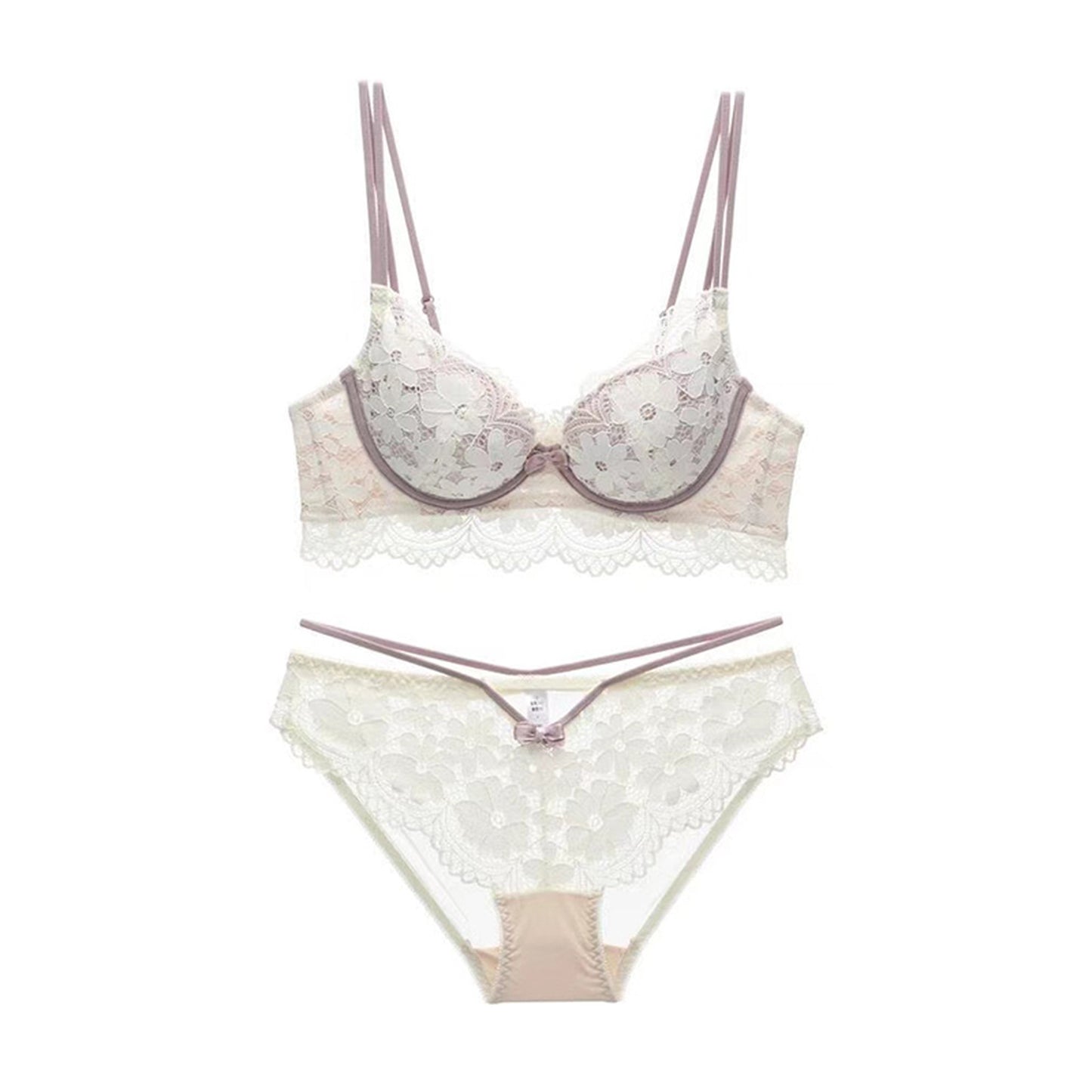 バイカラーフラワーレースブラ&ショーツセット0104NA0921