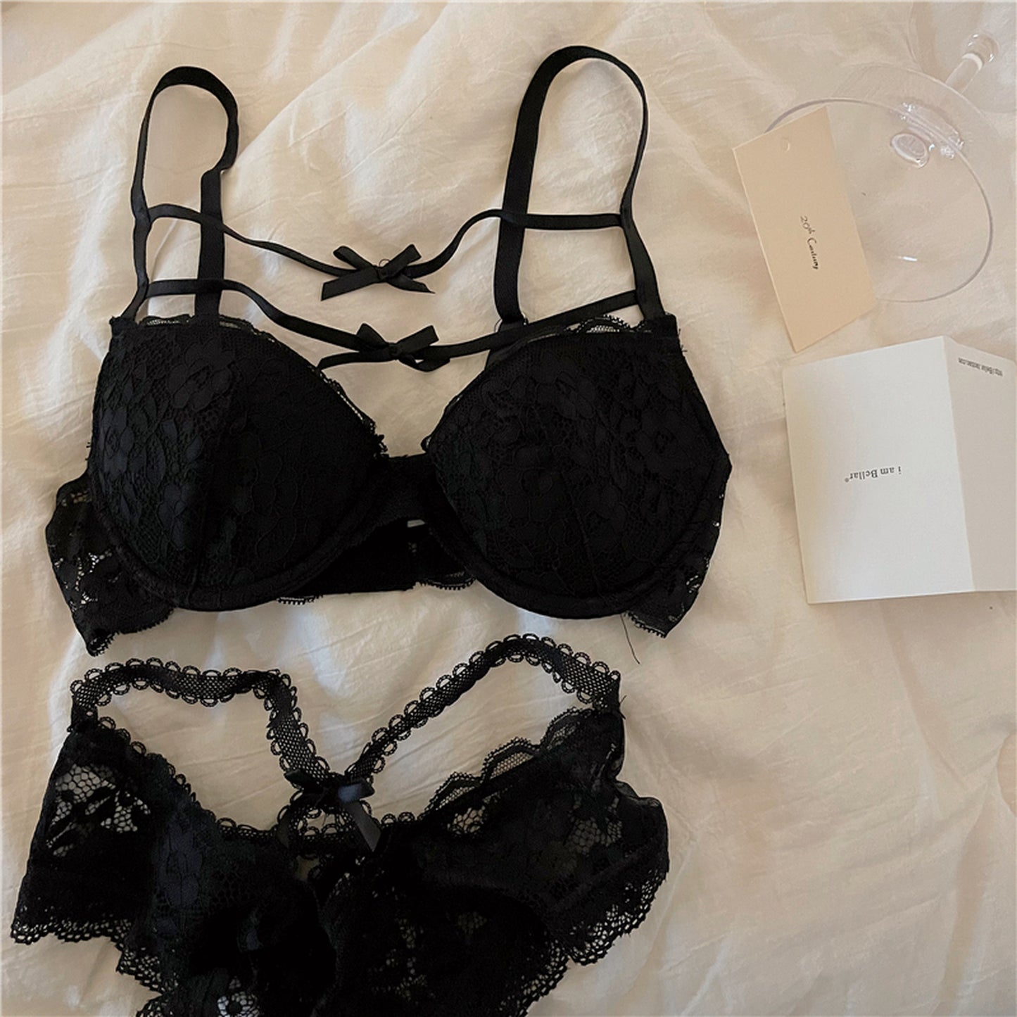 ブラックレースブラ&ショーツセット 0108NA0122