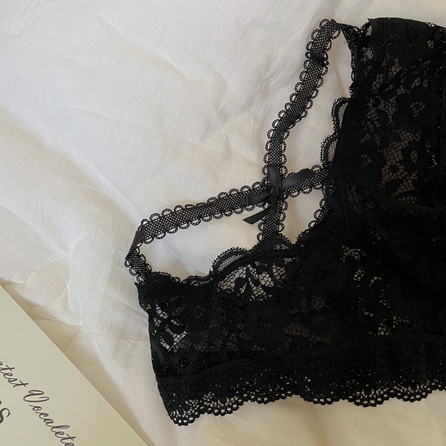 ブラックレースブラ&ショーツセット 0108NA0122