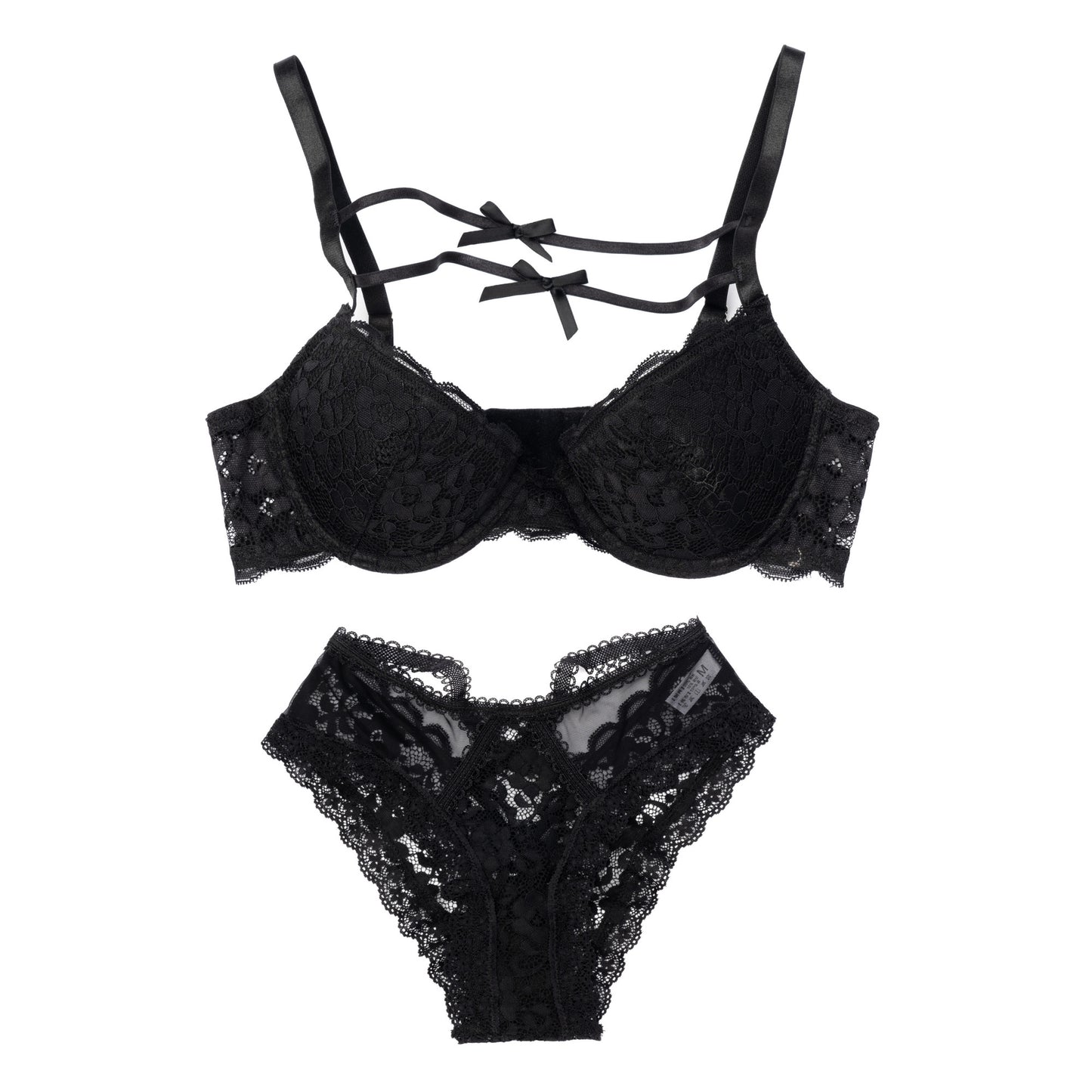 ブラックレースブラ&ショーツセット 0108NA0122