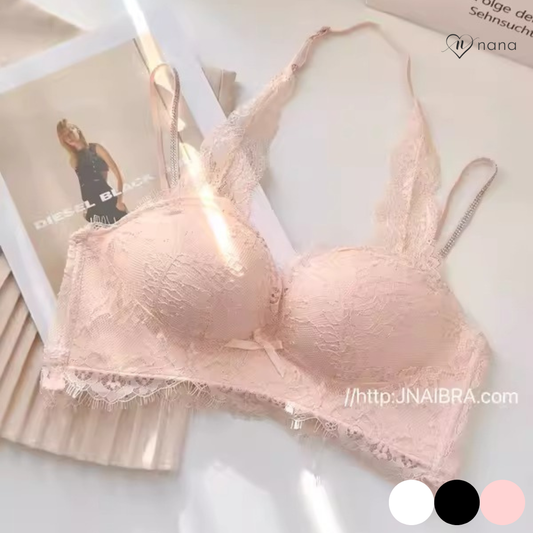 【11/13新作】レースブリリアントブラ＆ショーツセット(全3色):ホルターネック　盛れる　低めのバックデザイン