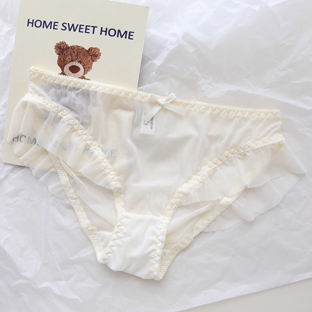 【11/13新作】ベリースイートフラワーブラ＆ショーツセット(全2色):半カップ　ソフトチュール　丸カップ