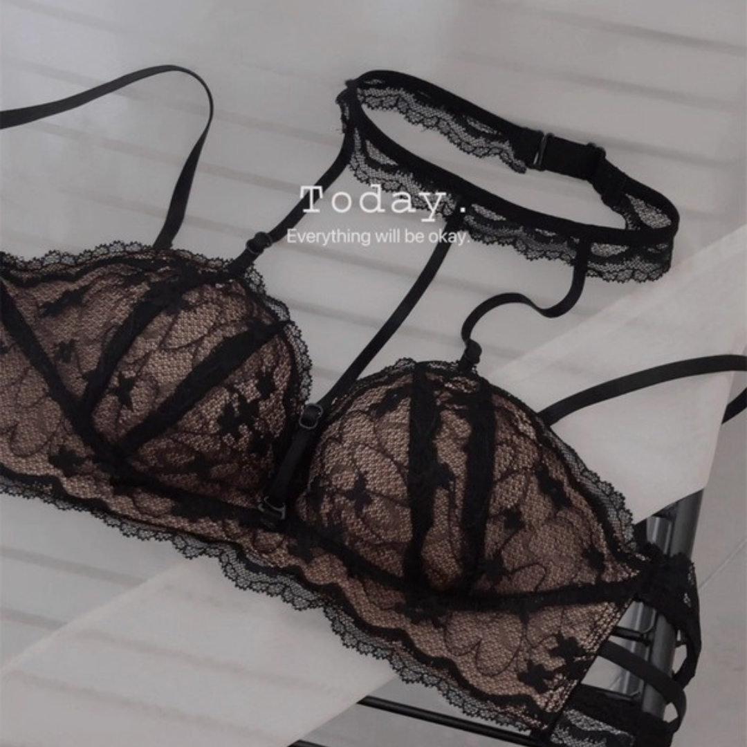 【11/6新作】純欲レースアップリフトブラ&ショーツセット(全4色)0102NA1125:デザインストラップ　盛れる　脇高構造