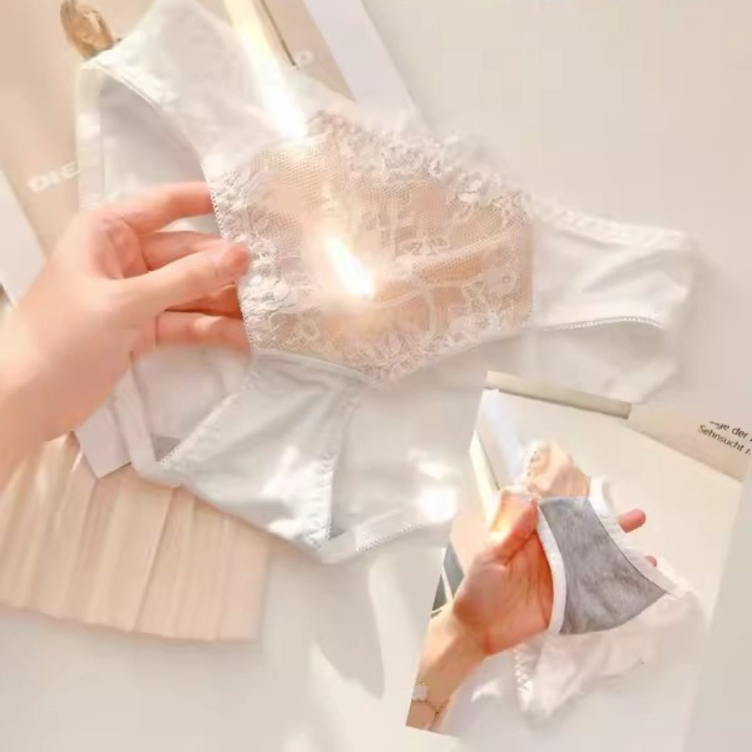 【11/13新作】レースブリリアントブラ＆ショーツセット(全3色):ホルターネック　盛れる　低めのバックデザイン